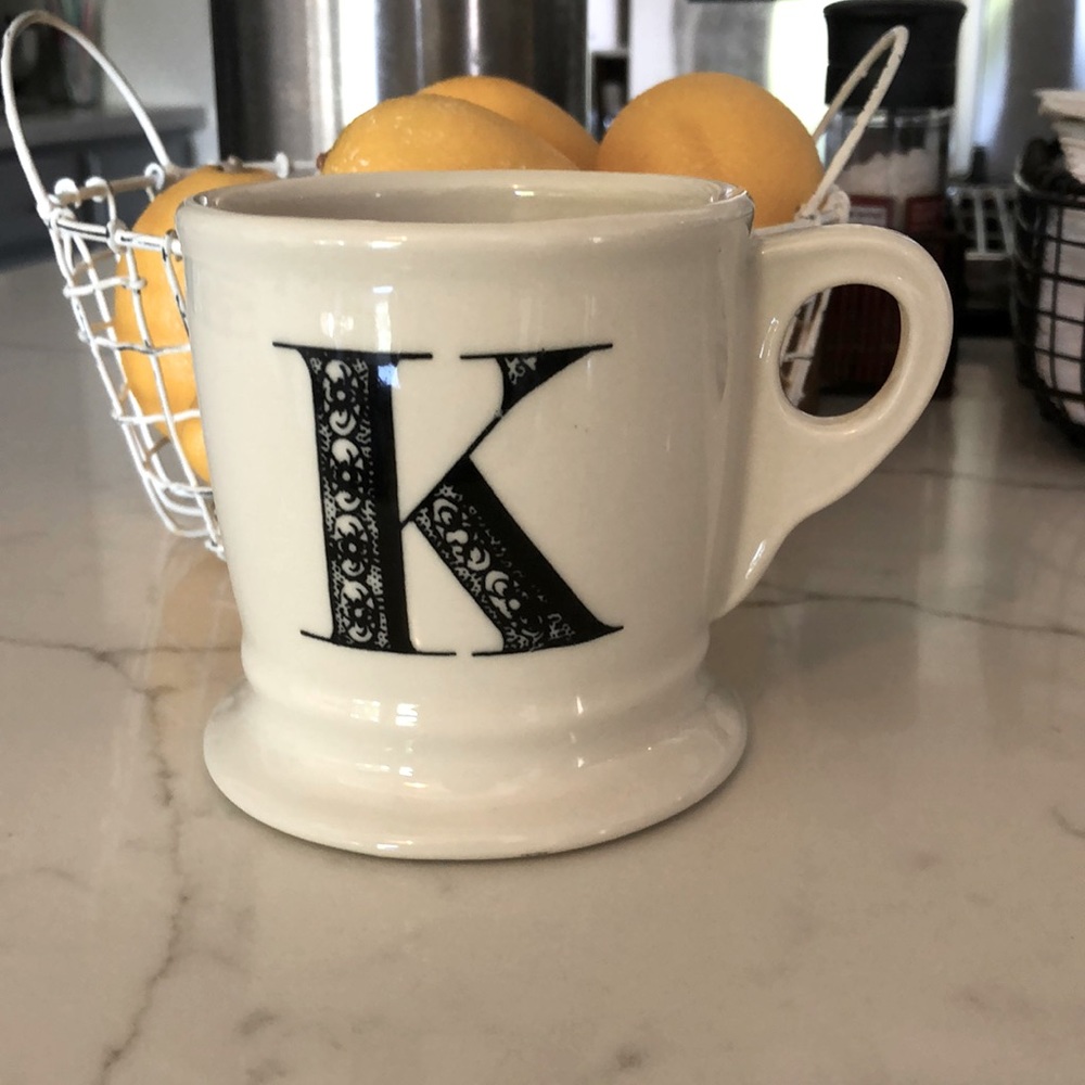 Anthropologie Monogram “K” Barber Style Mug